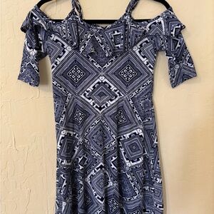 Geometric Patterned Blue Dress